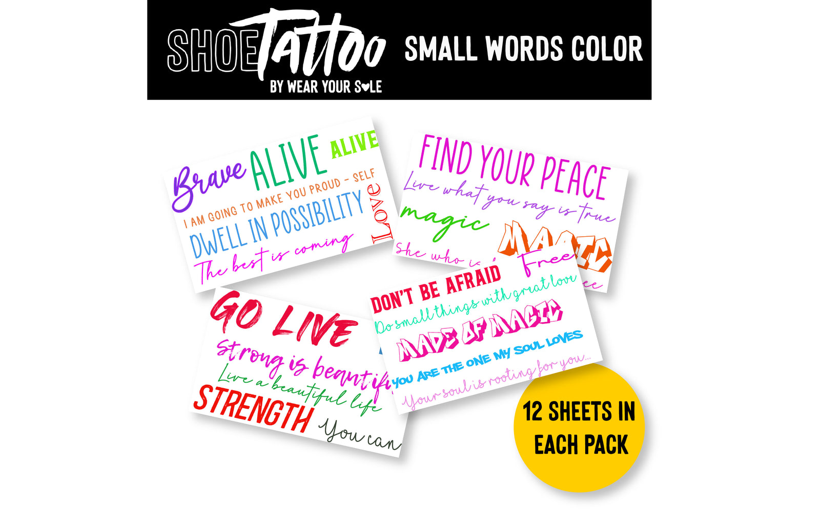 WYS Small Shoe Tattoo - Colorful Words